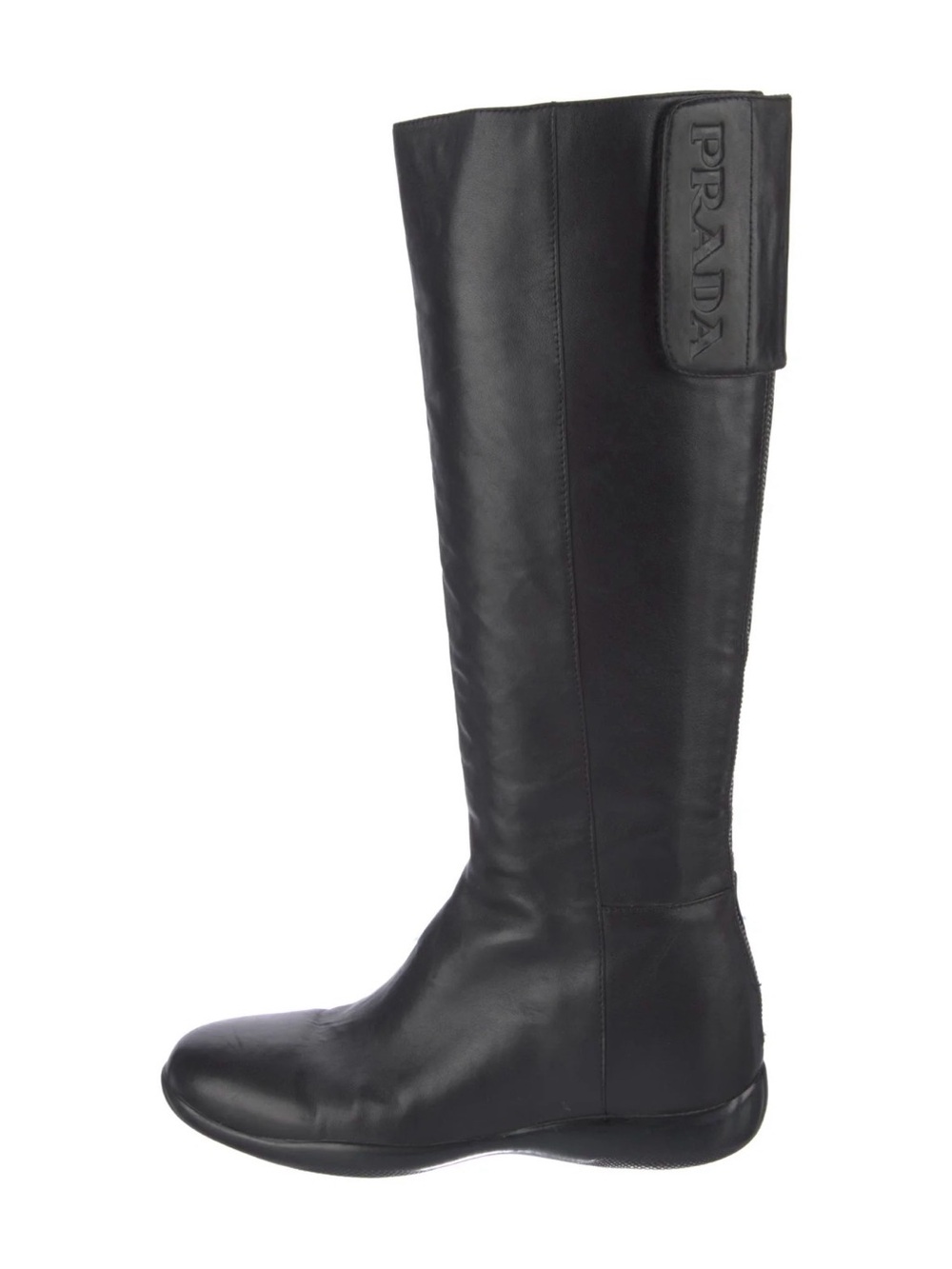 Prada Boots SPORT Black Leather Tall Zip Boots
